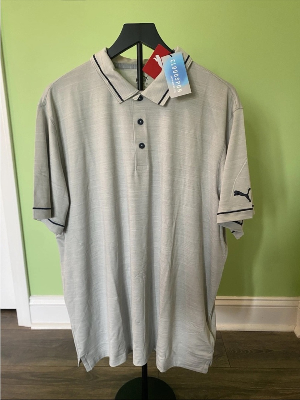 Puma Men’s Light Gray Polo with Navy Trim